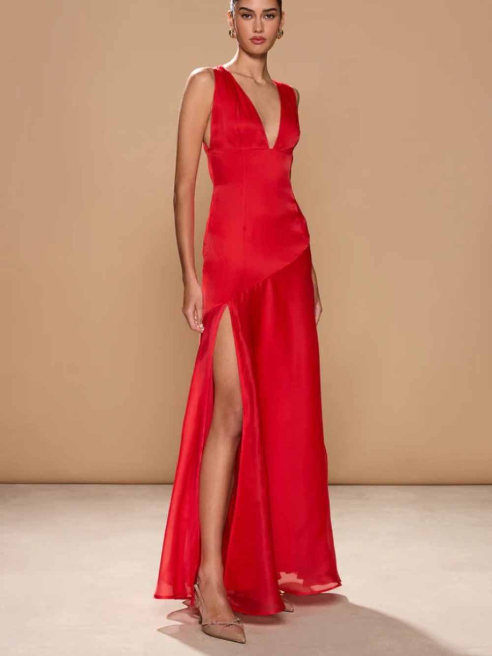 Sonya Moda Alma Plunge Bias Cut Silkin Lola Red